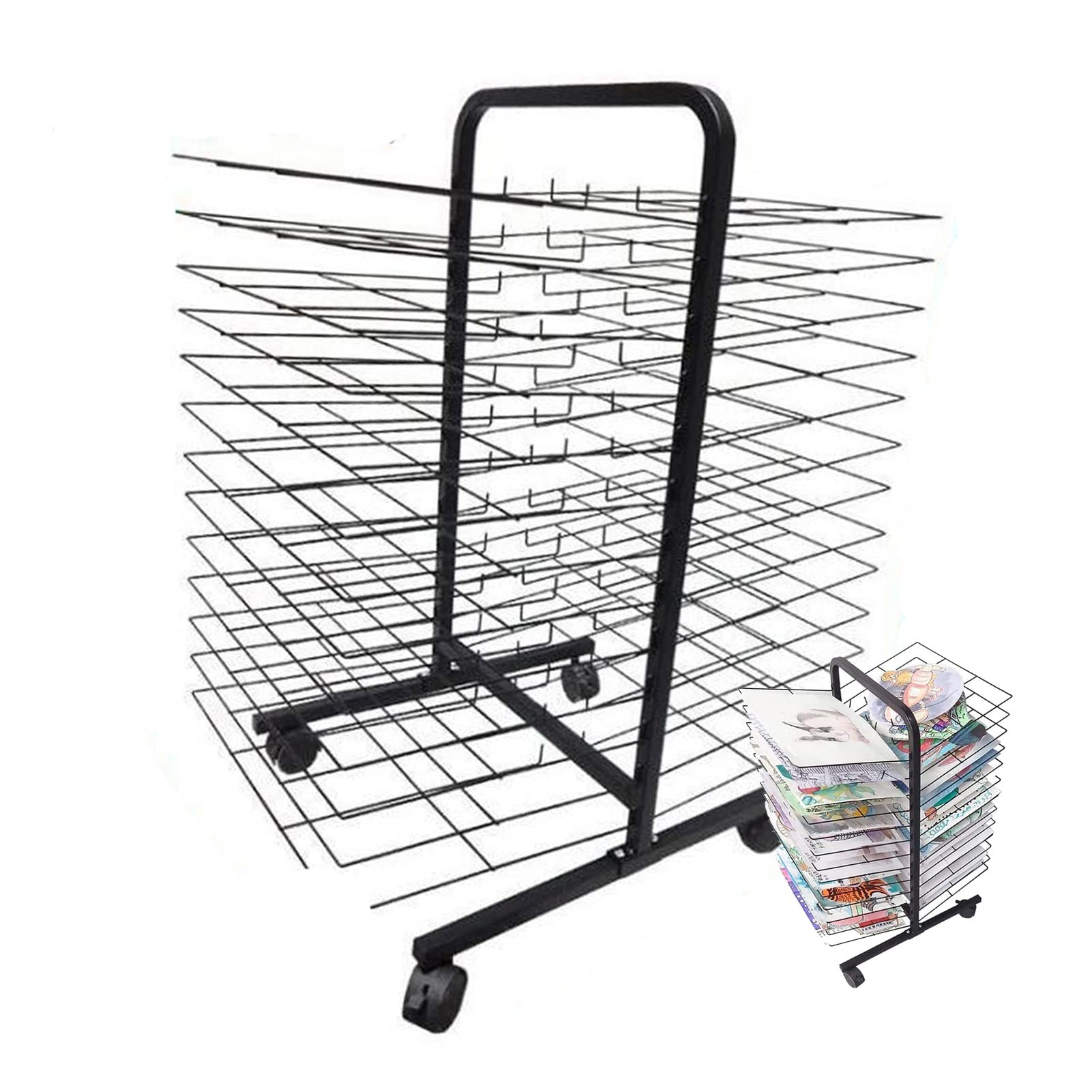 Séchoir À Tableaux Studio Easel, Support Pliable pour Peinture À l'huile, Idéal pour Les Cours d'art, Le Séchage des Œuvres sur Papier Et Le Rangement des Cadeaux (26 Éta