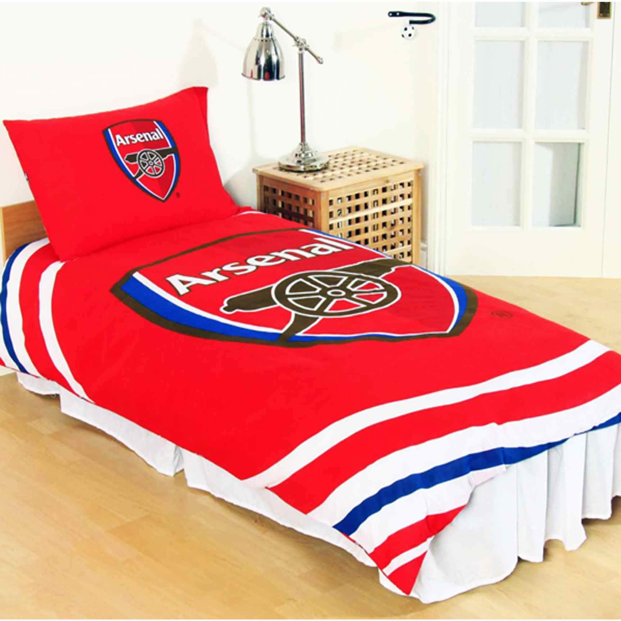 Gunners Official Arsenal FC Reversible Single Bed Duvet Cover Set (Including 1 x Pillowcase)