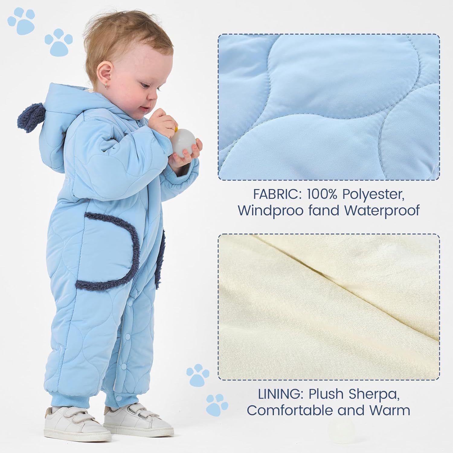 JiAmy Baby Bear Snowsuit Baby Winter Clothes Hooded Newborn Winter Coat Toddler Boy Girl Clothes - Image 4