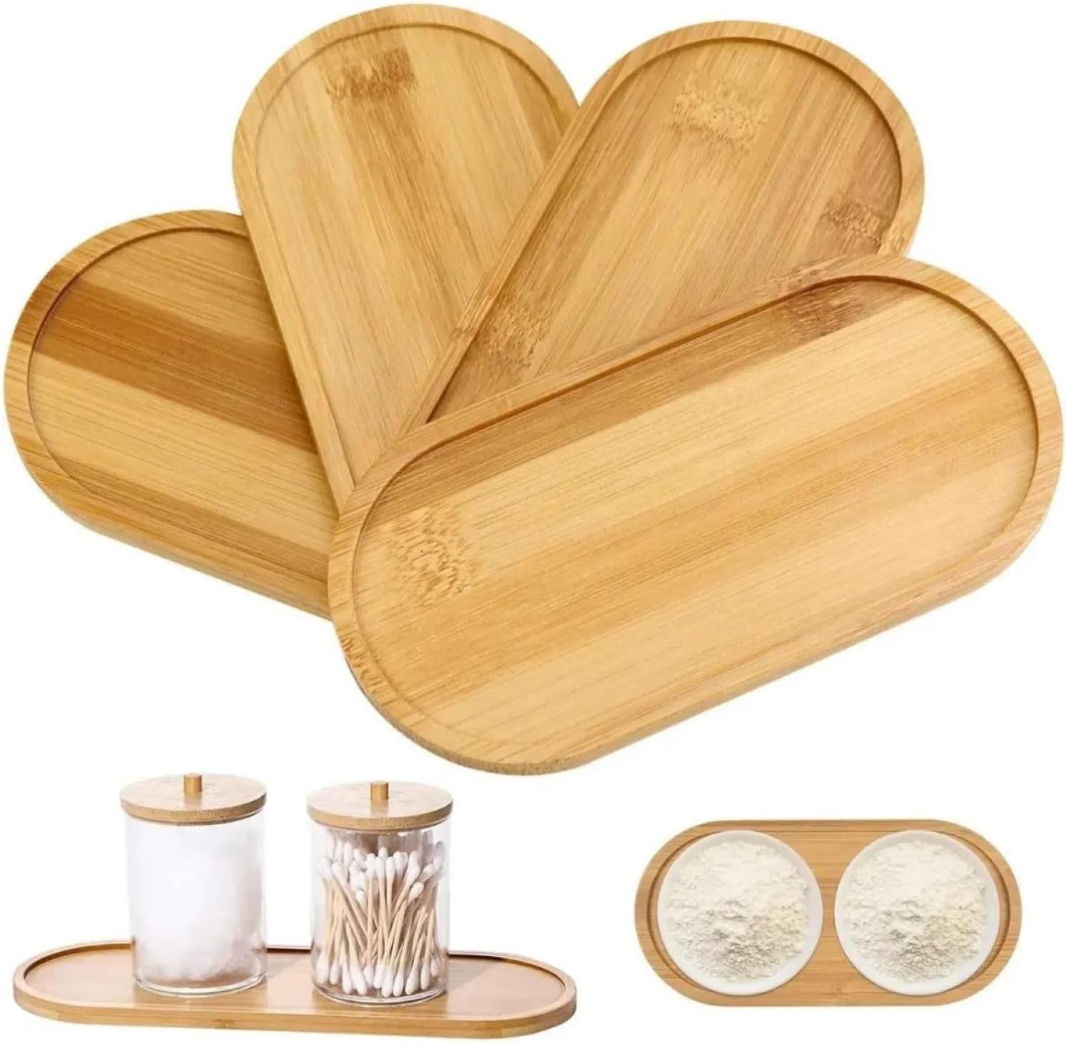 ARVALE 1 Adet Bambu Oval Sunum Ve Servis Tepsisi Yağdanlık Altlığı, | 23 x 12 cm