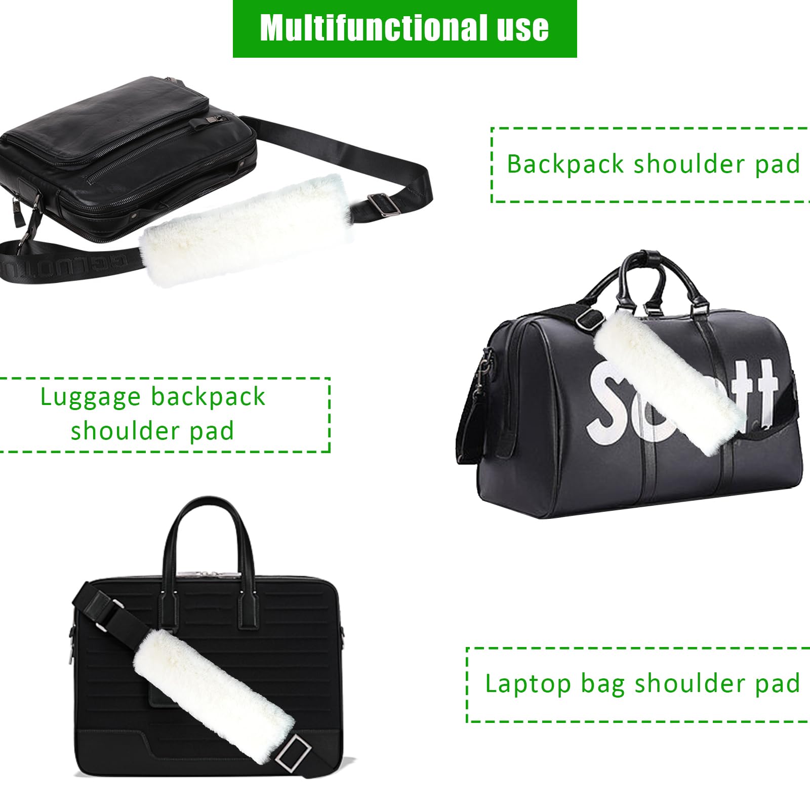 Kewucn 2 fundas para cinturón de seguridad de coche de piel de oveja auténtica, suave y mullida, cómoda correa de hombro para cinturón de seguridad para proteger tu cuello y hombro, adecuado para