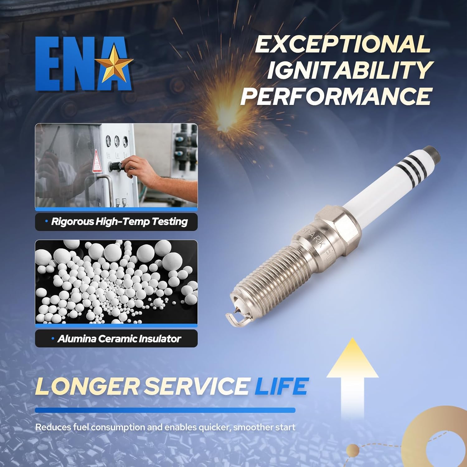 ENA Set of 4 Iridium Platinum Spark Plug Compatible with Buick Cadillac Chevrolet GMC Encore GX CT4 Colorado Trailblazer Canyon Sierra 1500 Limited L3 L4 1.3L 2.7L 2019-2023 Replace For 41-106IP 94956
