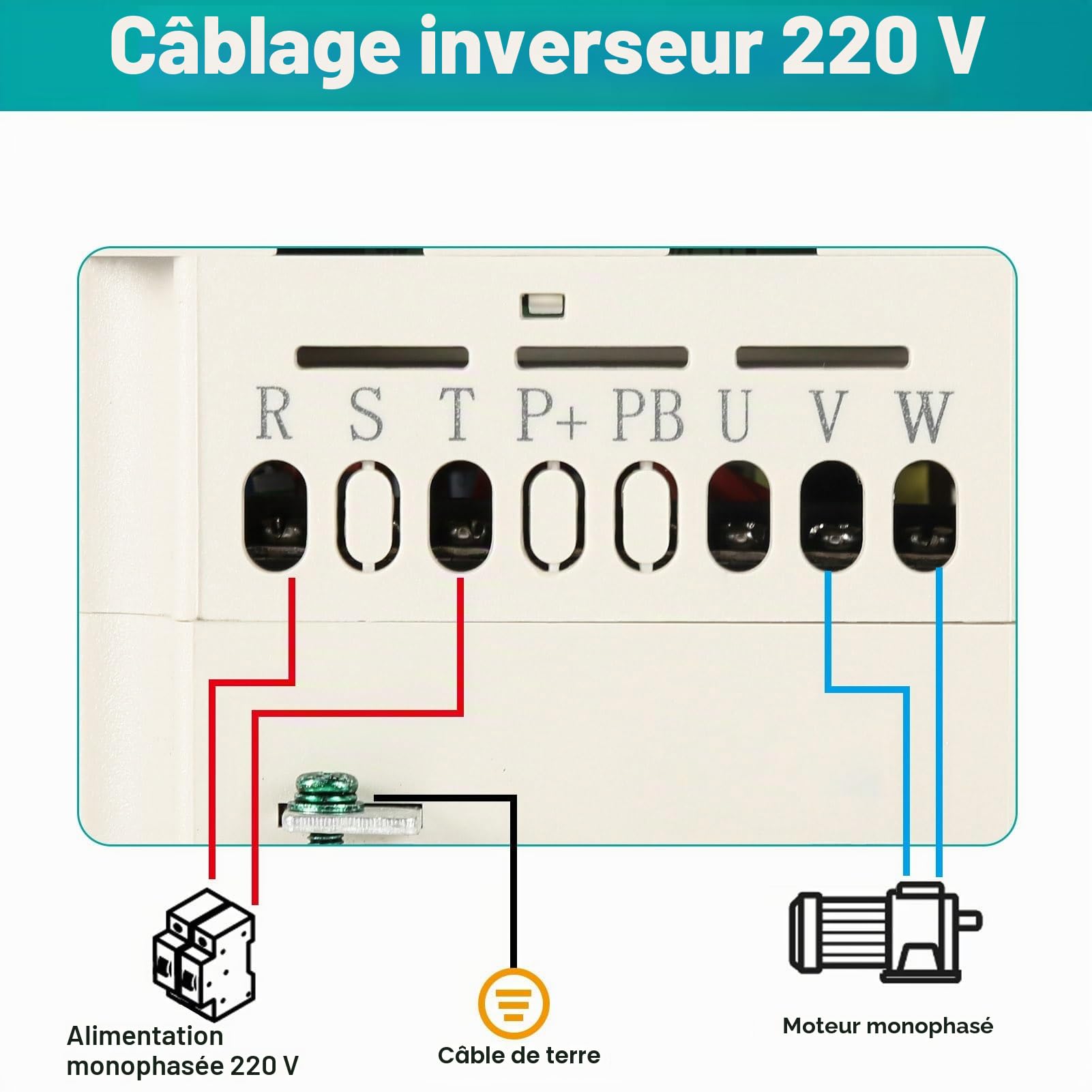 Variateur de Fréquence pour Moteur VFD, Convertisseur de Fréquence 2.2kW Entrée Monophasée 220 V Sortie Monophasée 220 V Convertisseur de Fréquence CNC avec Câble d'extension de 2m
