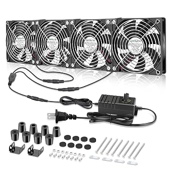 4X 120 mm خادم الرف مروحة مع سرعة تحكم تدفق الهواء الكبير 110 V 120 V 220 V 240 V DIY AC المشجعين للتعدين تلاعب، Crawlspace، الطابق السفلي، ثلاجة، تبريد الدفيئة
