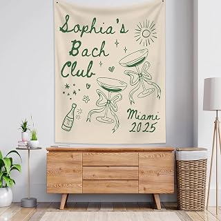 Custom Bachelorette Party Backdrop Tapestry Banner - Personalized Location Bach Club Decor - Bride to Be Sign for Bridal Shower Fun Wedding Event Decorations Hen Rehearsal Dinner Party Hanging Banner
