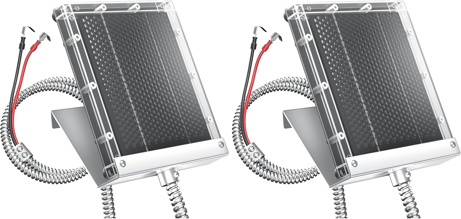 POWOXI 6V Solar Panel for Deer Feeder: 1.5W Waterproof Solar Battery Charger with Mounting Bracket Alligator Clip Feeder Solar Panel 6 Volt Solar Panel (Pack of 2)