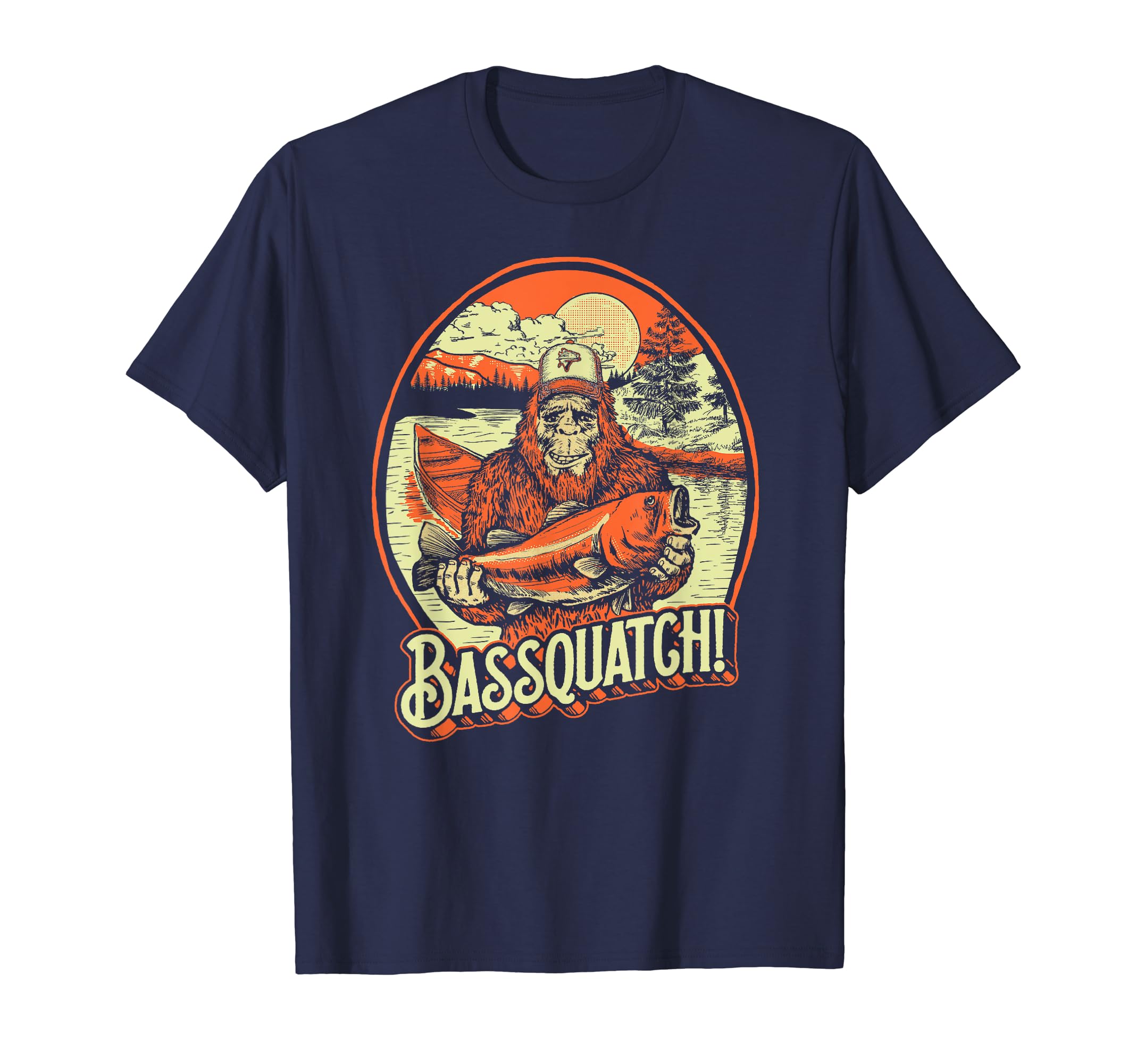 Giant Step Design Co. Bassquatch! Bass Fisherman Sasquatch Funny Bigfoot Fishing T-Shirt