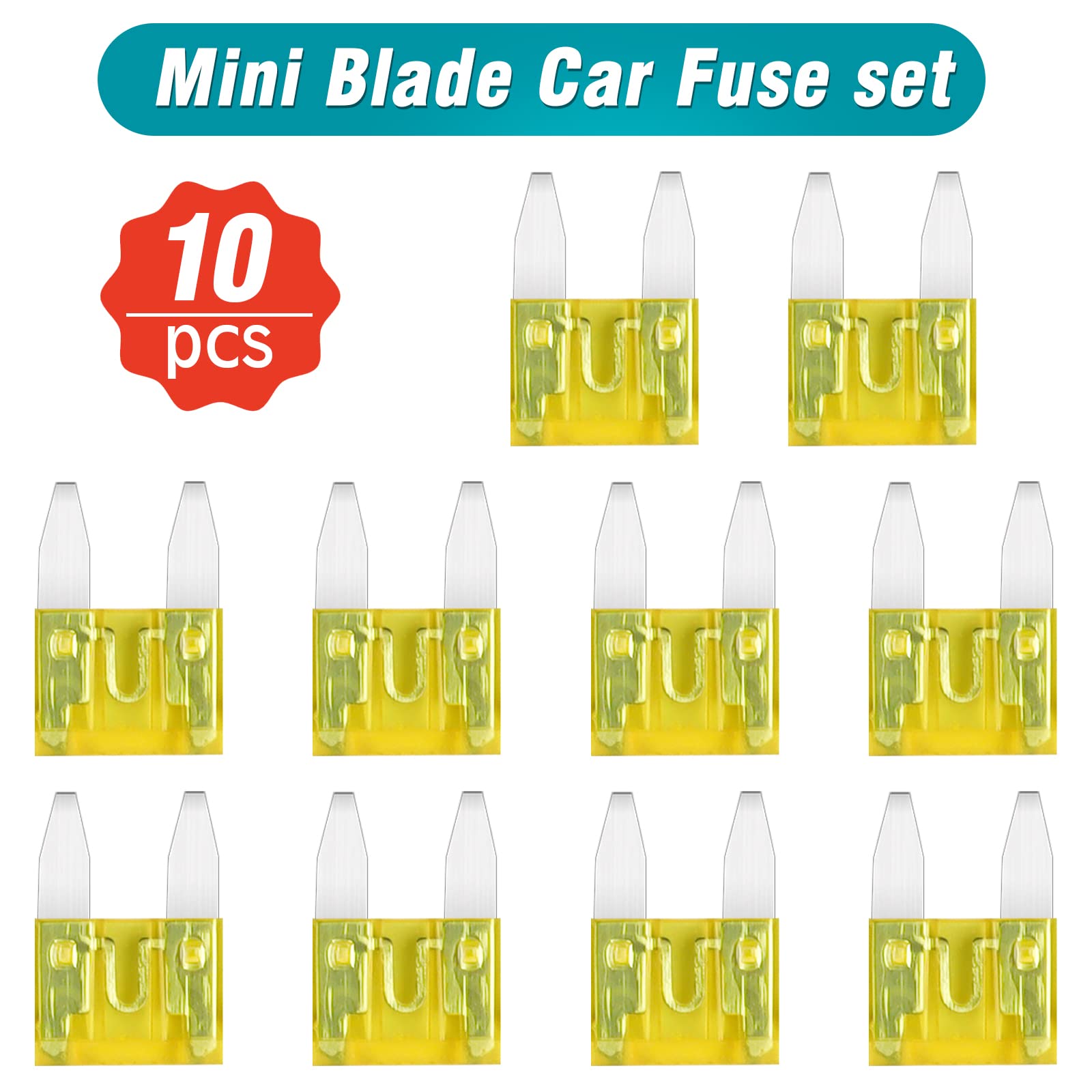 JatilEr Mini Blade Fuses 10 Pcs, 20A, 32V, Automotive Replacement Fuses with Fuse Puller for Car/RV/Truck/Motorcycle/Boat - 4