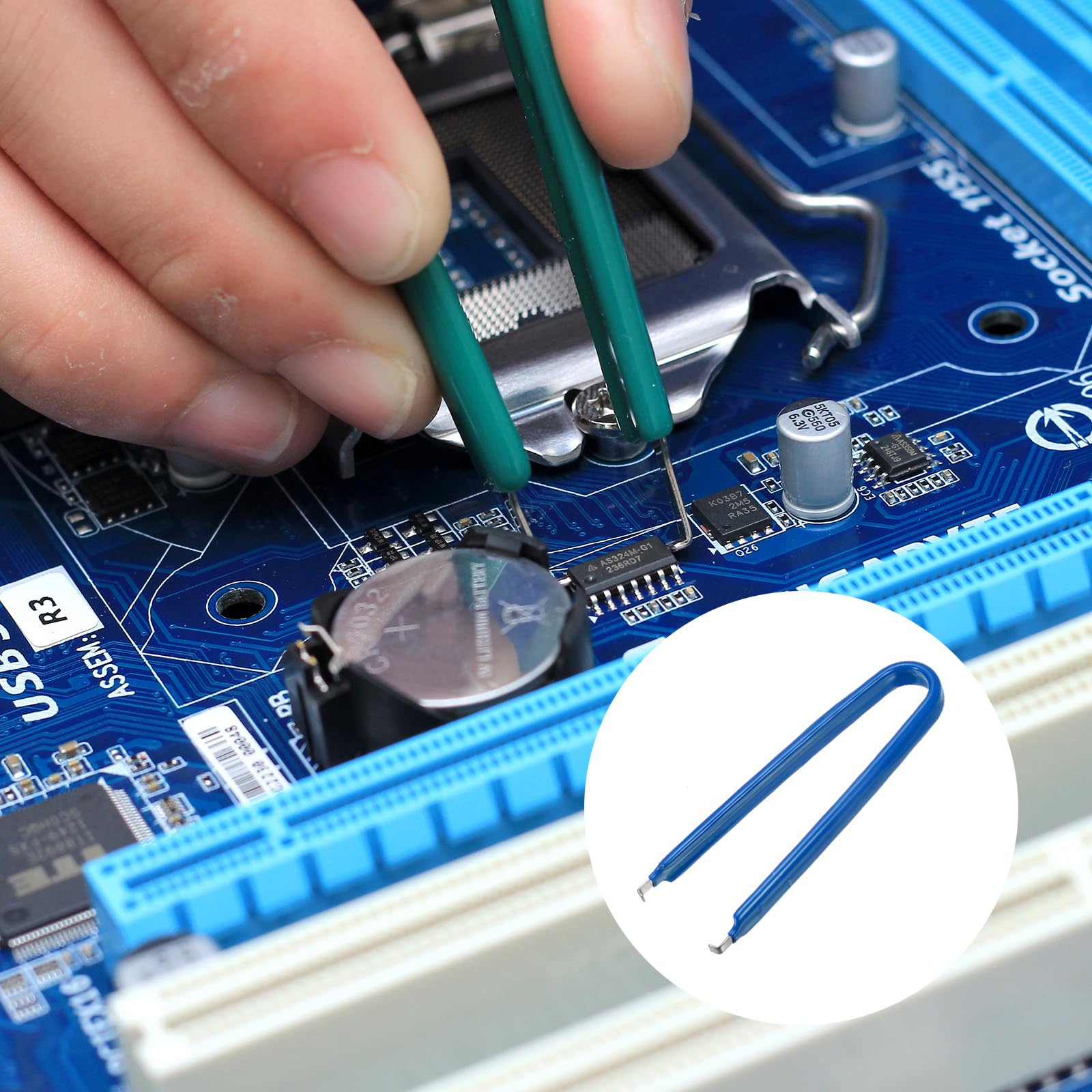 QUARKZMAN Estrattore di Chip Ic 100 Mm in Acciaio Inossidabile con Estrattore per Interruttore Chip Ic a Forma di U Blu per Scheda Madre Componente, 2pz