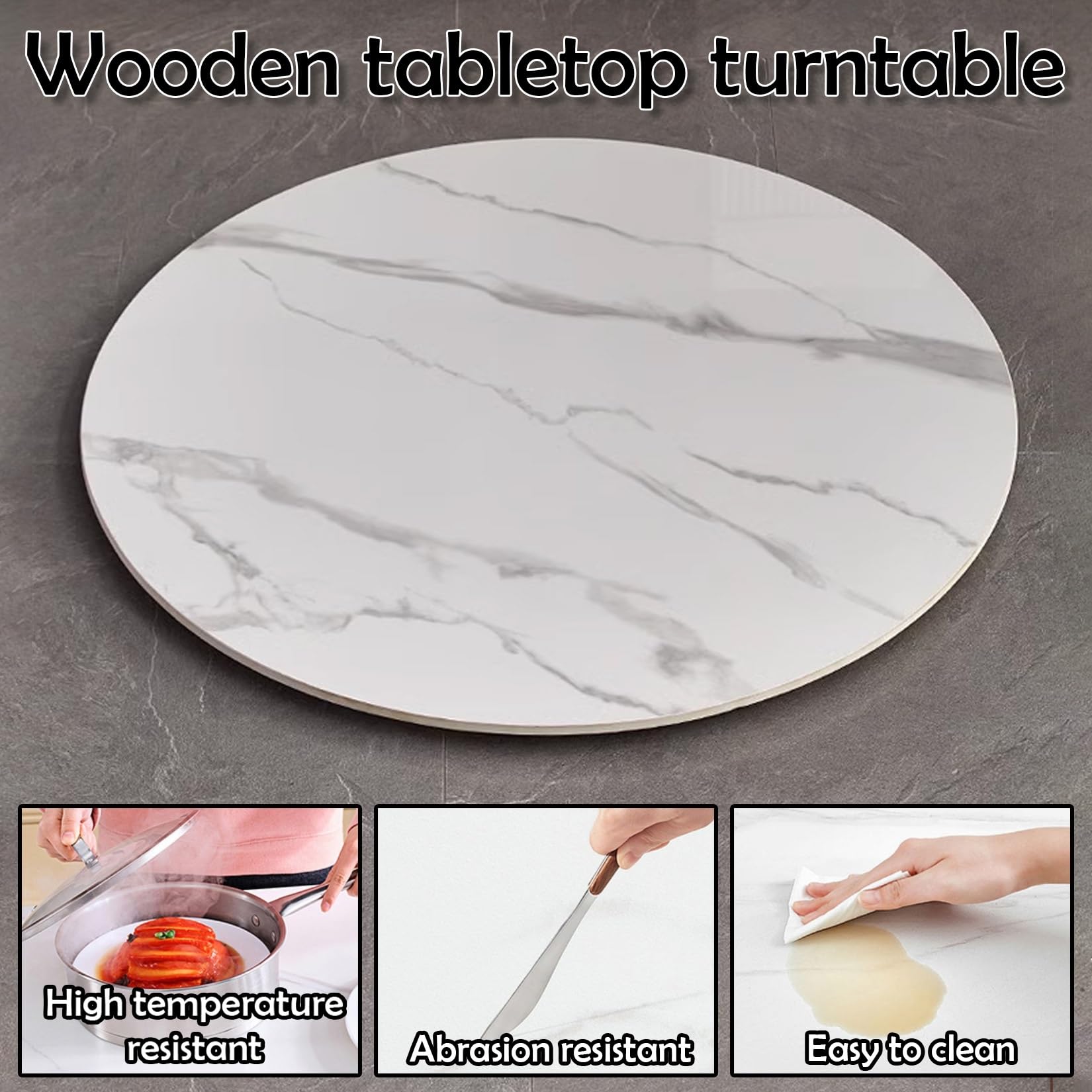 ESOYAWE Rotación De 360 Plato Giratorio De Madera para Mesa De Comedor, Ø 50 60 70 80 90 100 Cm Redondo Lazy Susan Placa Giratoria, Bandeja De Placa Giratoria con Cojinete Silencioso