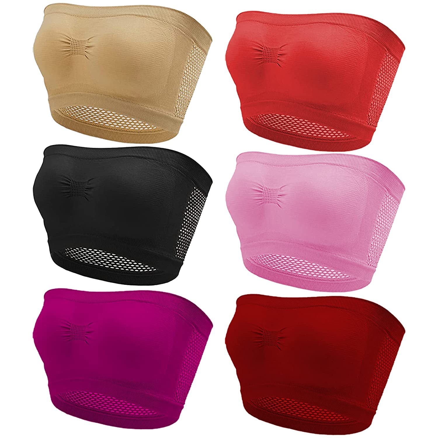 LASASSY5 Pcs Strapless Bra For Women Tube Top Bra Strapless Bra Padded Bralette Stretchy Chest Wrapped Underwear Comfortable Wire Free Vest Bra (Muticolour, Free Size) Pack of 5