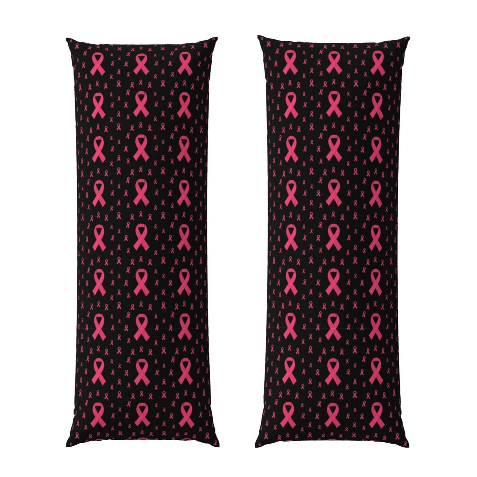 Body Pillow Cover 20x54, Breast Cancer Awareness Ribbons Black, Decorative Zippered Pillowcase, Soft Cozy Flannel Fabric, Cushion Case for Couch Sofa Bedroom Home Decor