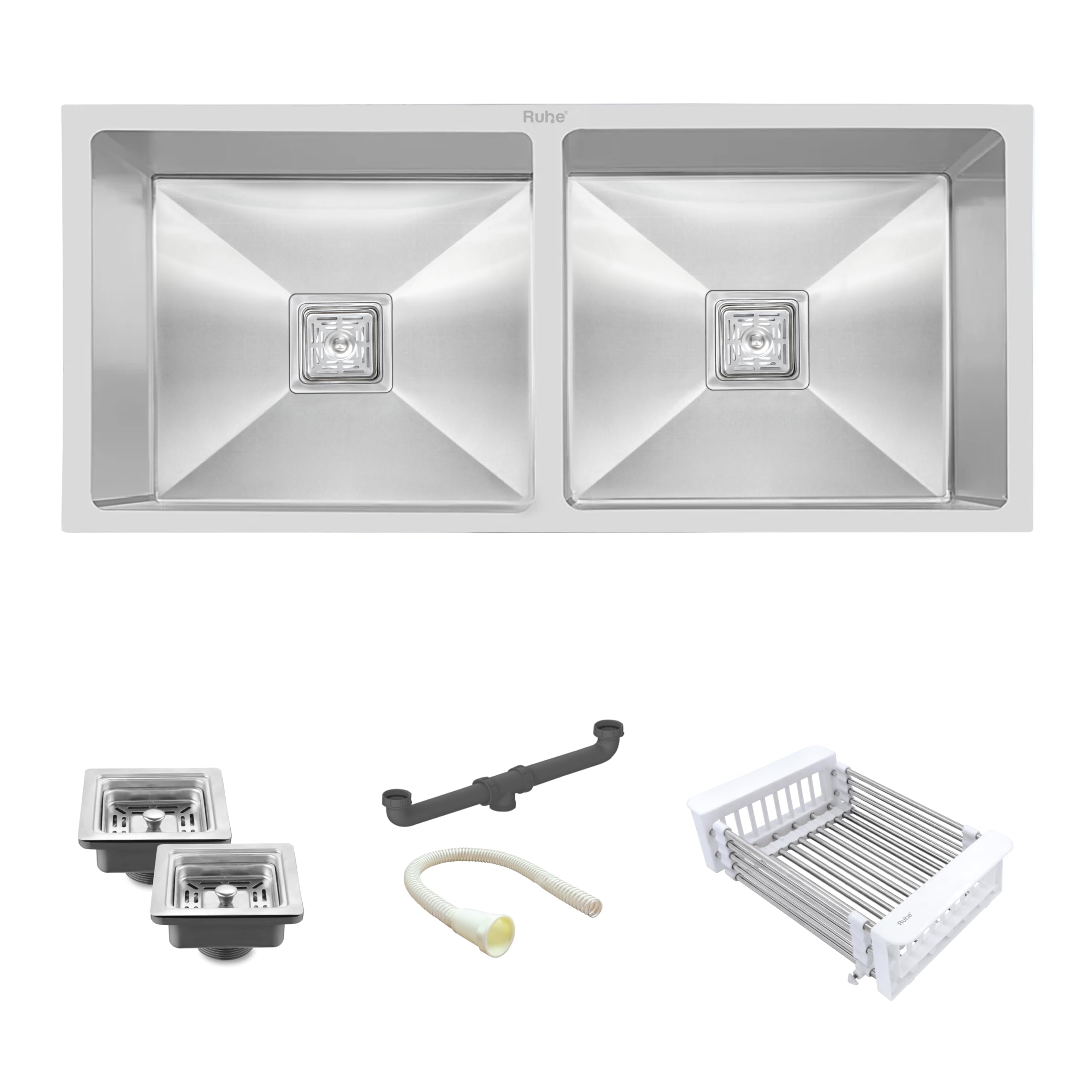 Ruhe Double Bowl Stainless Steel Kitchen Sink - Handmade & Durable -8