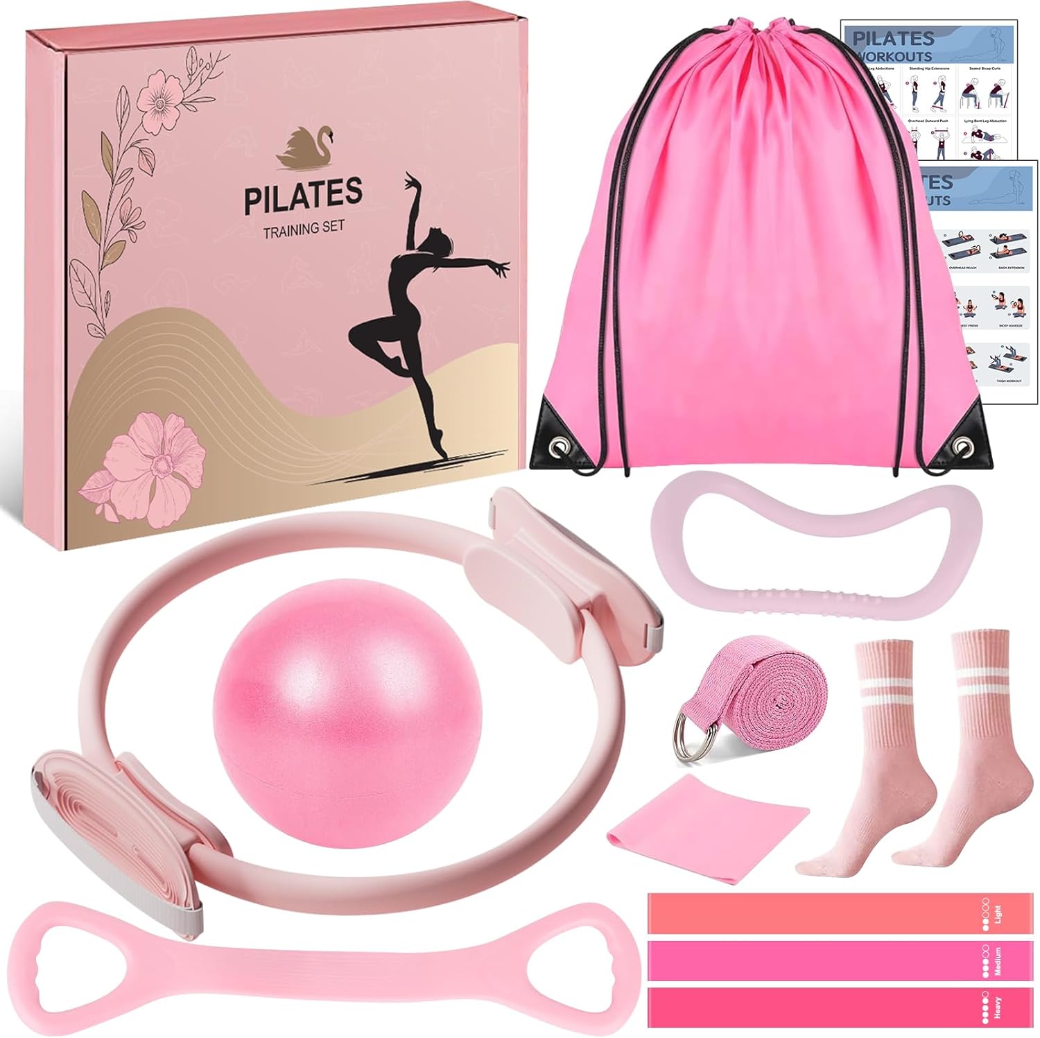 Pilates Equipment Set for Women, Pilates Ring and Ball Set, at Home Pilates Workout Equipment with 15" Magic Circle Ring and Resistance Bands, A Must-Have for Beginners and Seasoned Yogis - Image 9