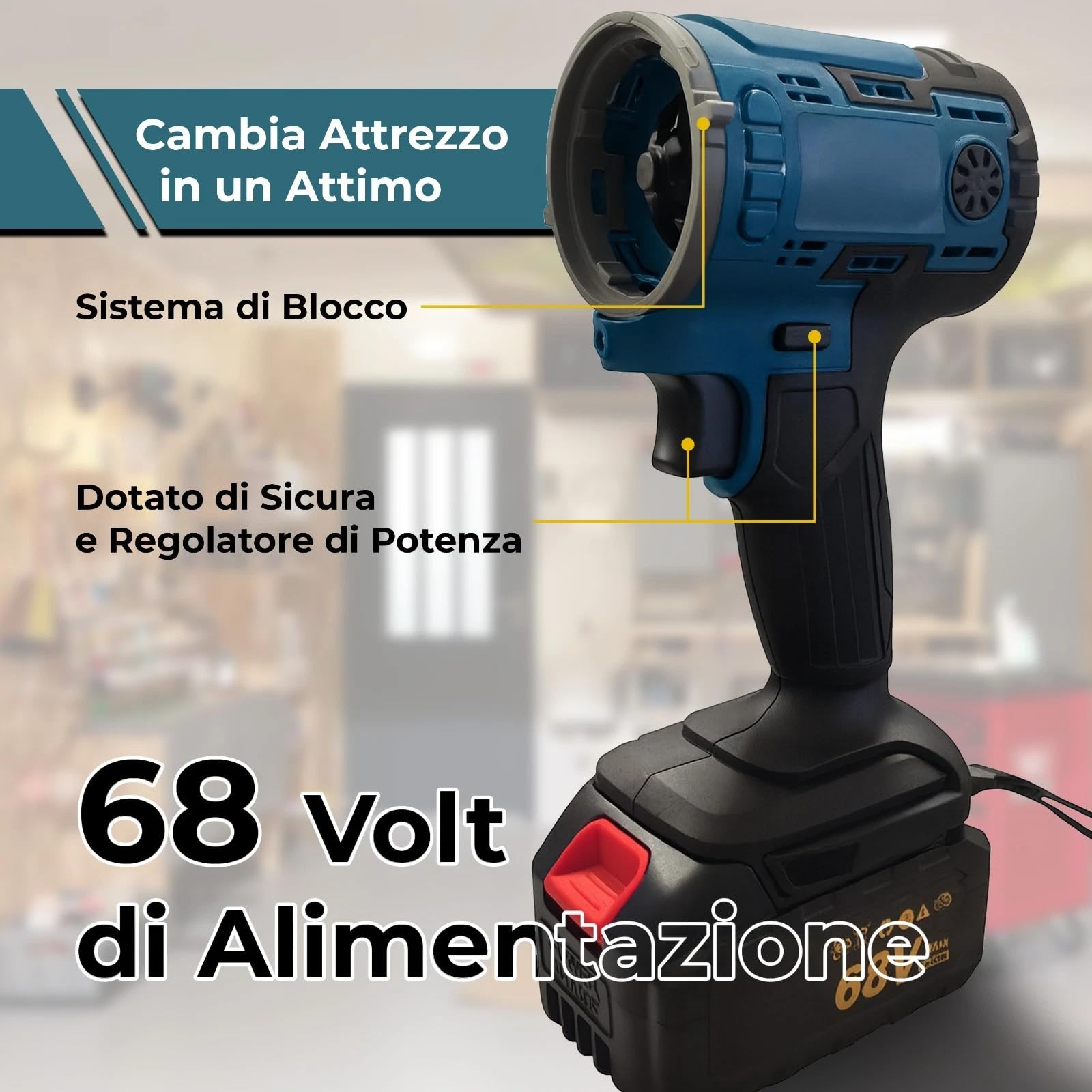 MAKA Avvitatore Trapano 8 in 1 Multifunzione a Batteria 68V Kit Professionale Idropulitrice Motosega Seghetto Smerigliatrice Soffiatore Valigetta Rigida