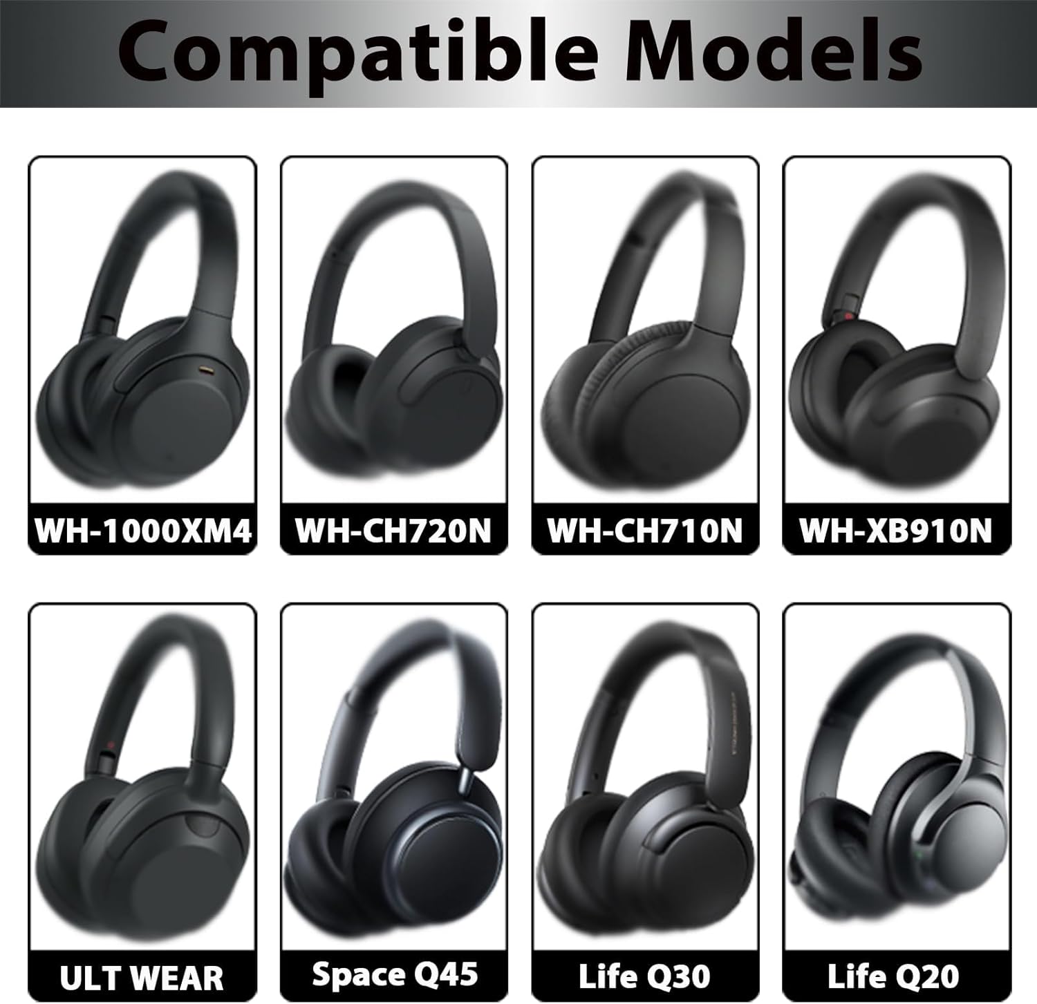 Adhiper Silicone Sweat Headband Cover for Sony WH-1000XM4, WH-CH720N, WH-XB910N, ULT WEAR, Washable Zipped Dustproof Headband Cover Protector for Soundcore Space Q45, Life Q30 & Q20 (Black) - Image 2