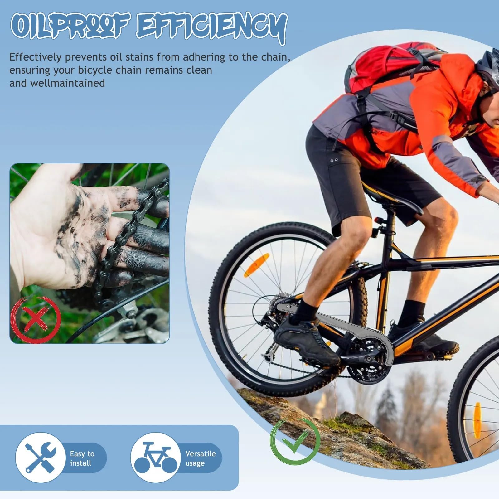 Kettenschutz Fahrrad 2PCS Fahrradkettenschutz Kunststoffabdeckung Universal Mountainbike Schutz Ölbeständiges Zubehör