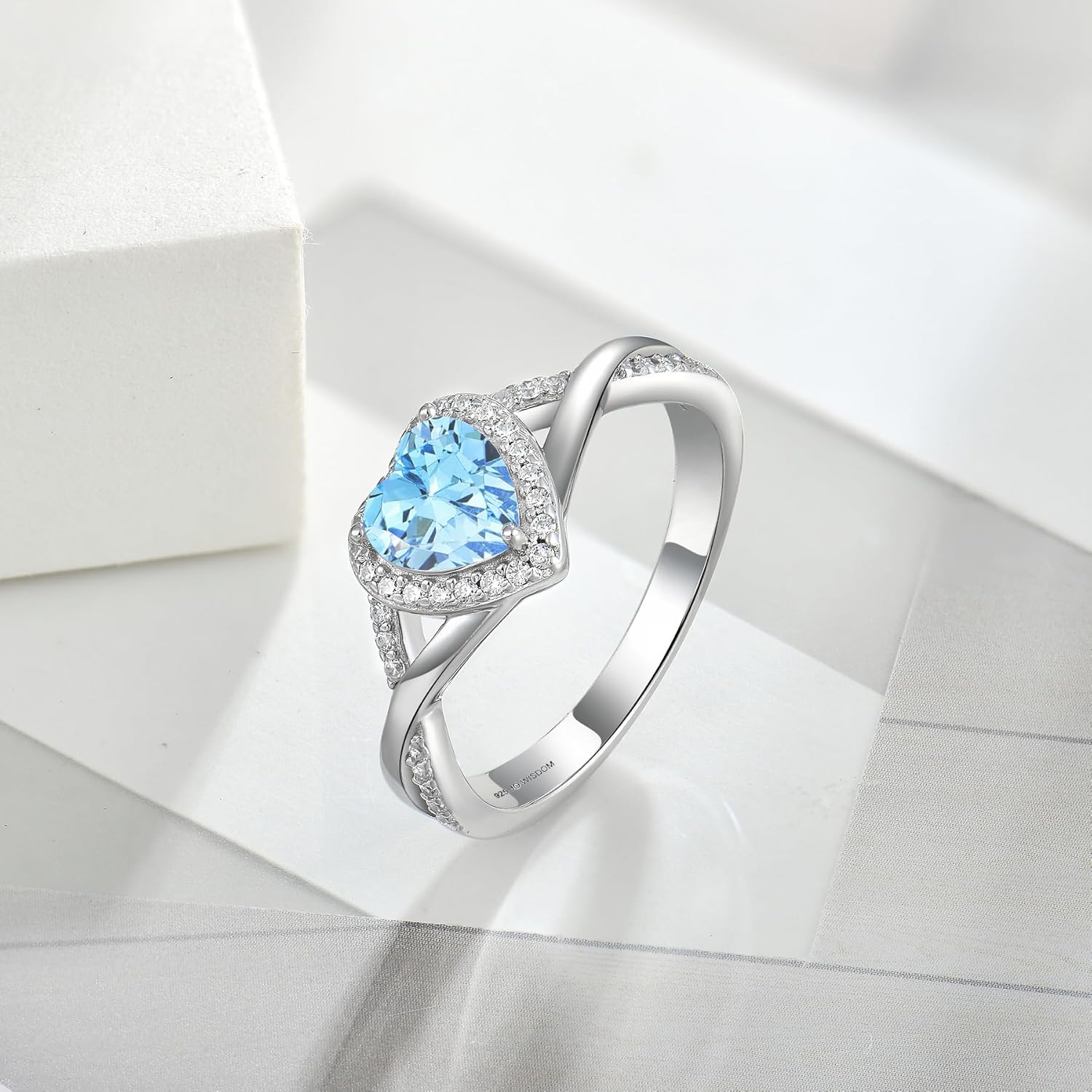 JO WISDOM Promise Rings for Women 925 Sterling Silver Infinity Heart Halo Promise Ring for Her