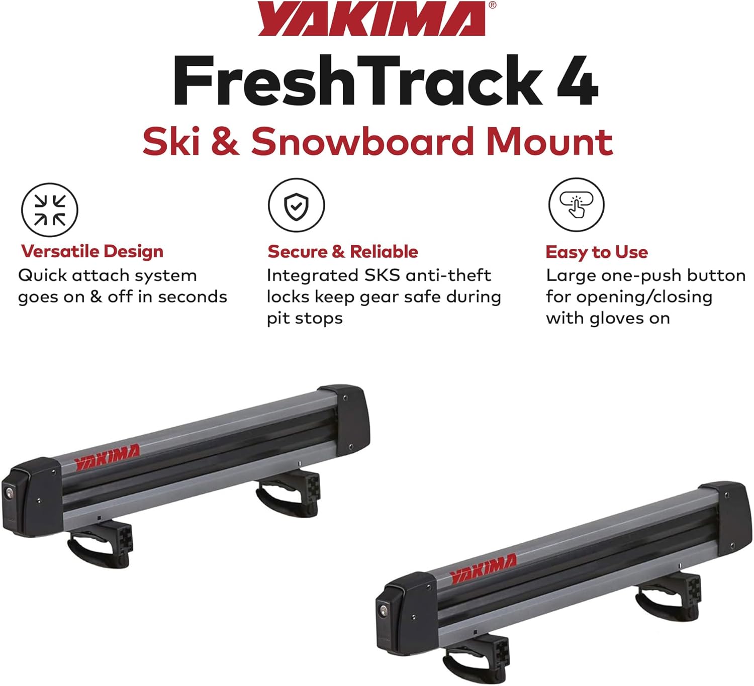 YAKIMA, FreshTrack Ski & Snowboard Mount, Fits Most Roof Racks