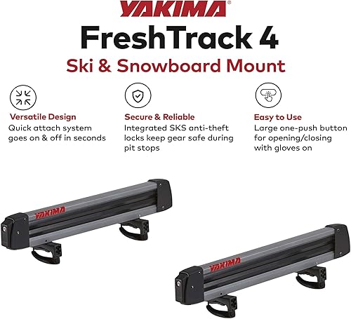 Miniatura 2 de YAKIMA, FreshTrack - Soporte de esquí y snowboard, se adapta a la mayoría de portaequipajes