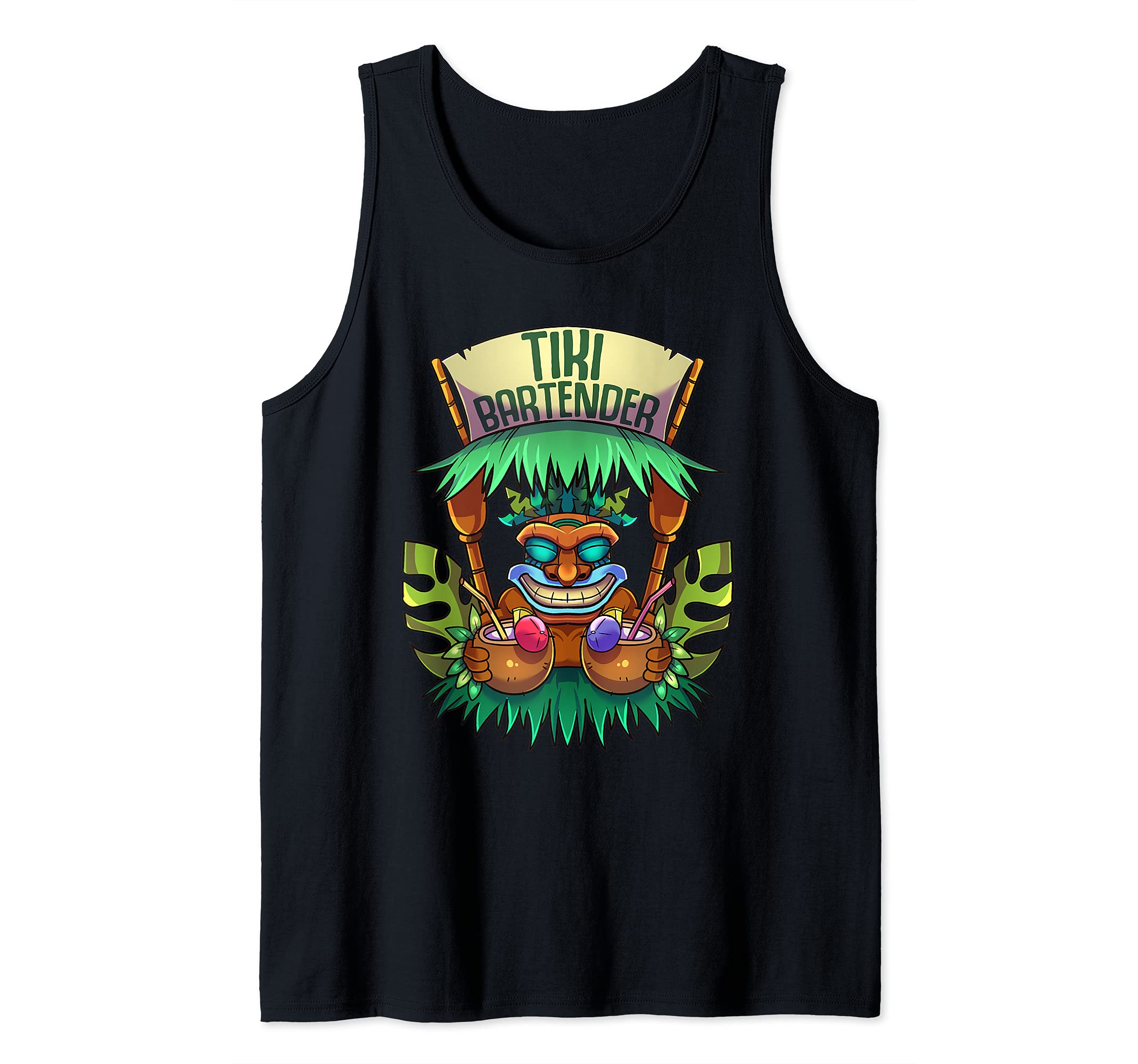 Tiki Bartender Kahuna Tropical Drinks Cocktails Luao Party Tank Top
