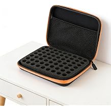 Essential oils carrying case,1-3ml portable impact and leak proof hard shell essential oil organizer, 16mm Aperture holds 63 bottles of 1-3ml essential oils Orange