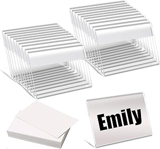 20 Pcs 3.5'' x 2.5'' Clear Card Display Stands with Blank Labels, L-Shap...