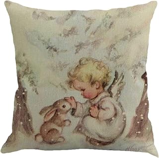 TOPOB Christmas Pillow Cases, Cute Elk Christmas Pillowcase Multicolor Merry Christmas Pillowcase Sofa Cover Linen Cushion Cover Home Decoration Pillowcase,Multicolor 18" (45 x 45CM, F)