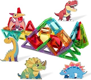 Home Decor Modern, Magnetic Tiles Set, 45pcs Dino Magnet Tiles with Iron Box, Dinosaur Magnetic Building Tiles, Magnets Stacking Decoration, Decorations for Home