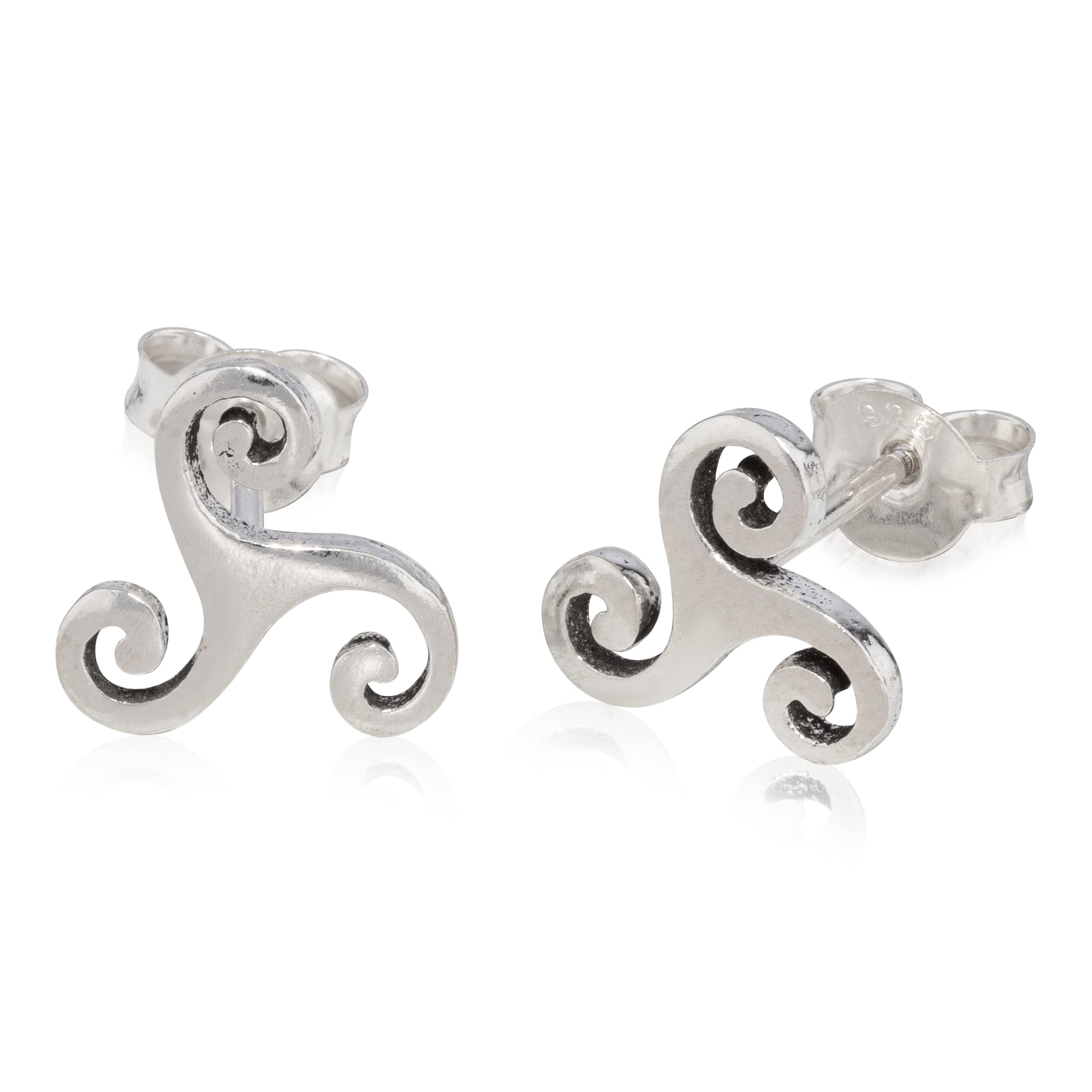 NKlaus pair of stud earrings Celtic triskele 925 silver 10mm spiral of life earrings 12925
