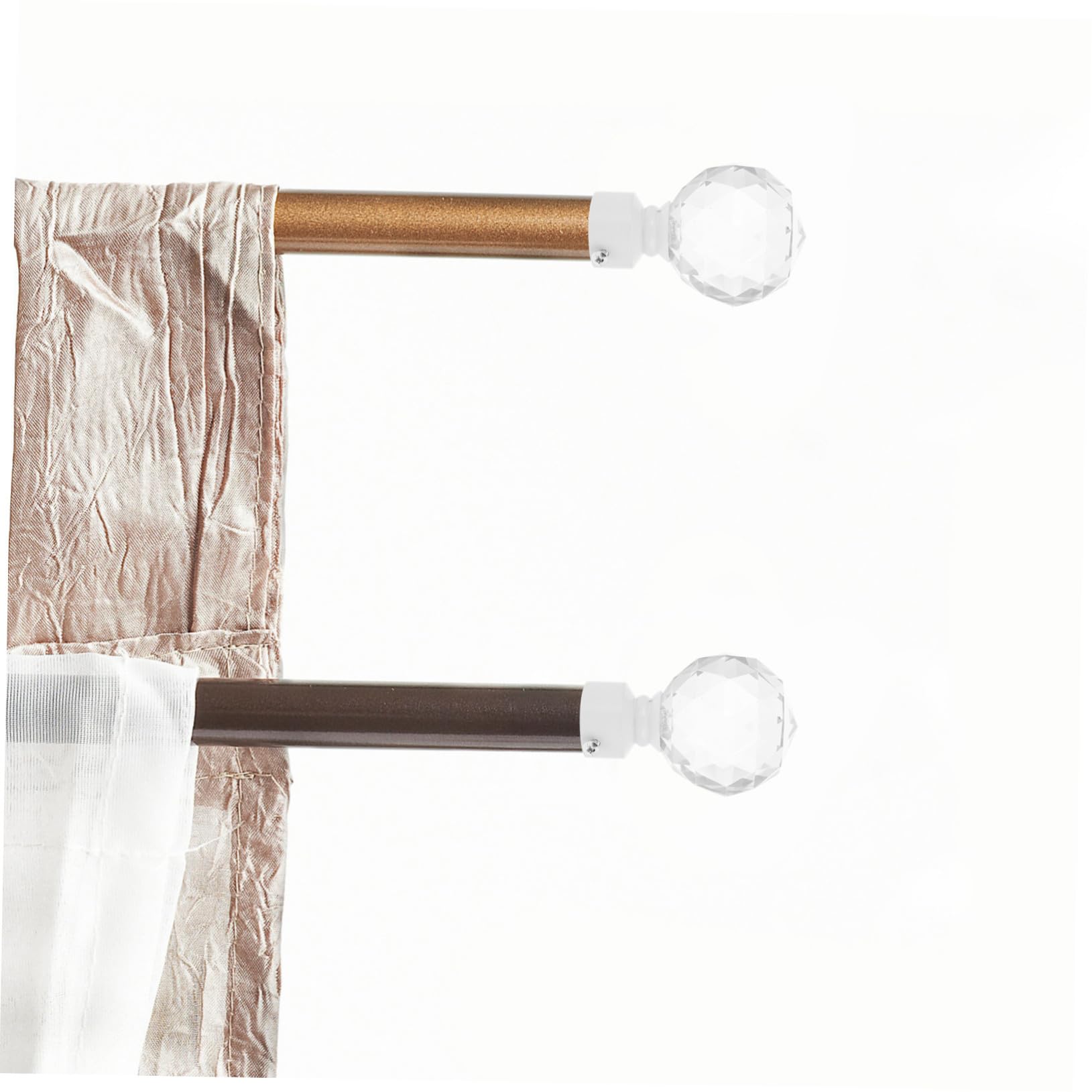 Embouts Décoratifs et 2pcs pour Tringle à Rideaux Design Élégant en Fer et Cristal Blanc Fonction Décoration Fenêtre Maison et Salle à Manger