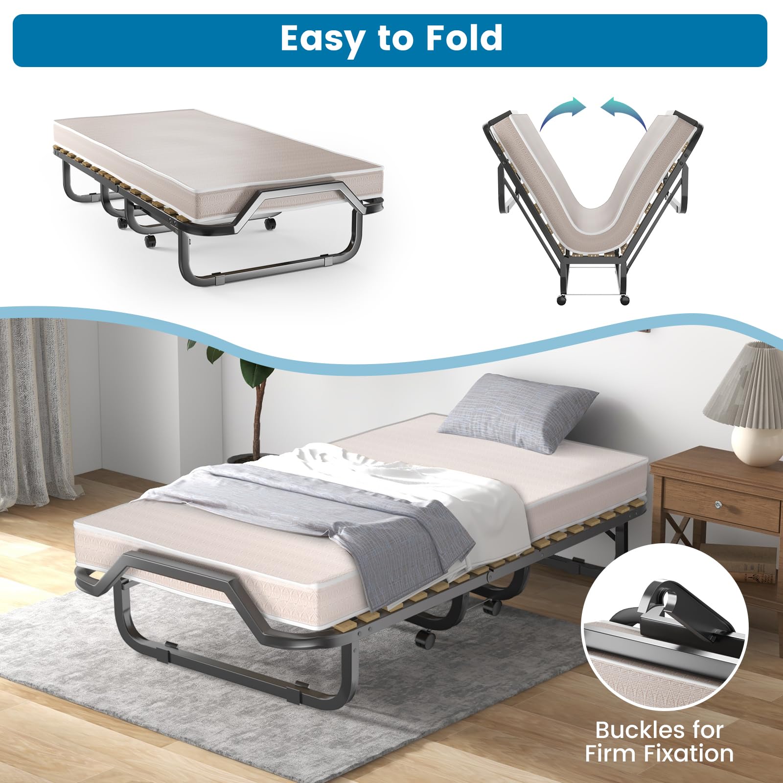 Folding Bed With Mattress 75