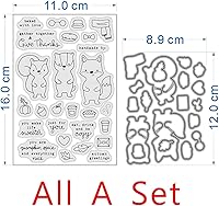 Vista 2 de Juego de sellos y troqueles de saludo de otoño para hacer tarjetas, sellos transparentes y troqueles de corte de metal para álbumes de recortes