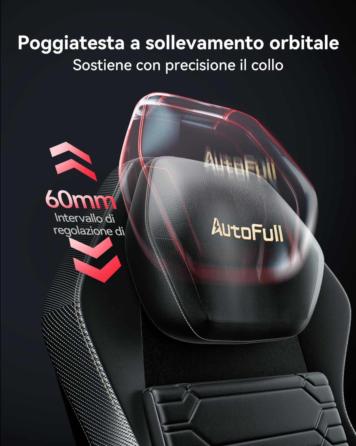 AutoFull M5 Gaming Chair dimensions diagram showing height, width, and depth measurements.
