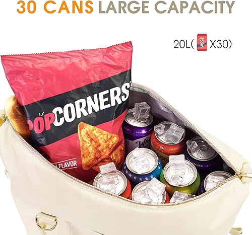 Miniatura 2 de Ceneda Bolsa térmica para mujer, 40 latas, aislada, para playa, a prueba de fugas, suave, bolsa de comestibles para almuerzo, picnic y viajes