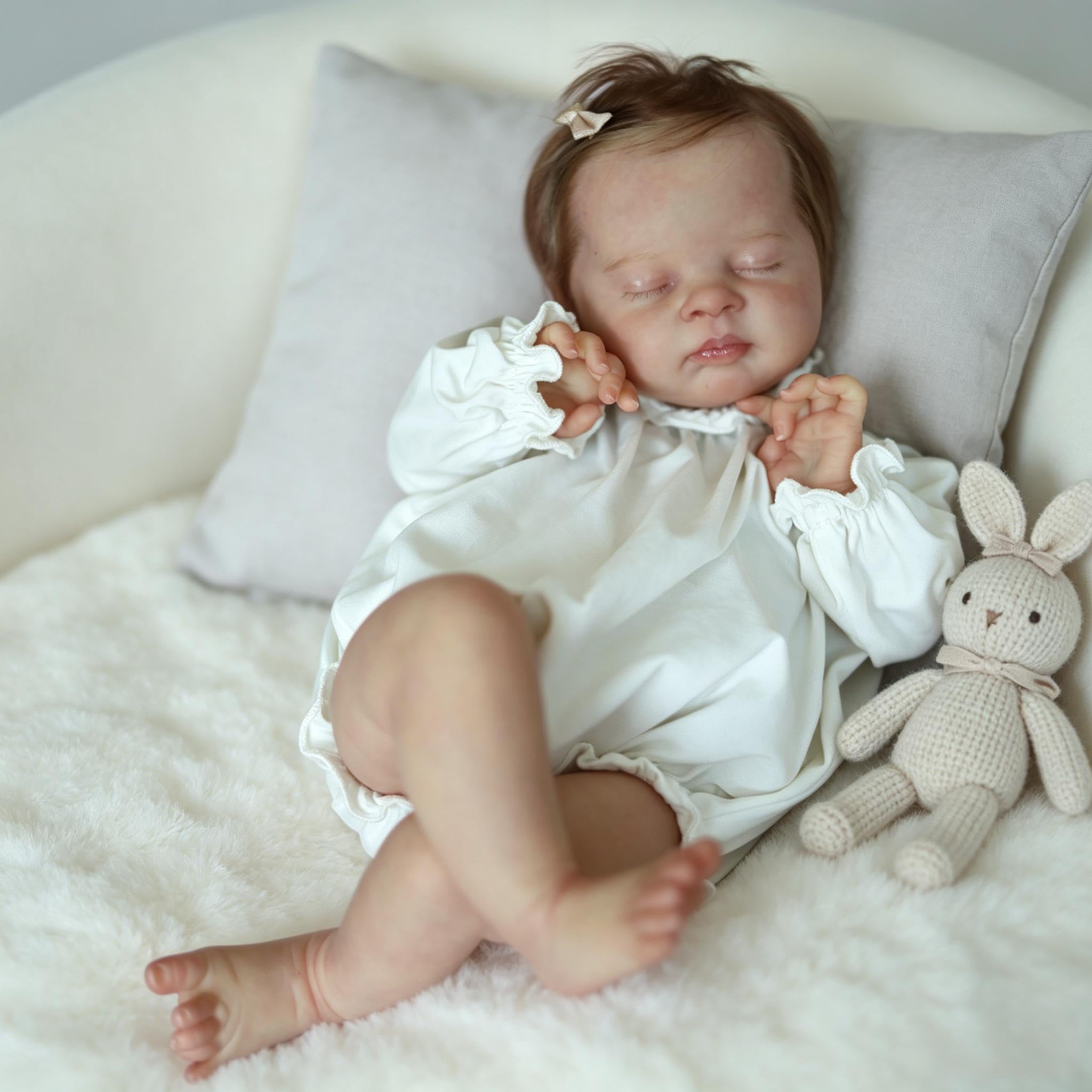 RXDOLL Realistyczne lalki Reborn Baby Dolls 48 cm śpiące lalki dla noworodków, które wyglądają jak prawdziwa lalka Reborn, miękka winylowa tkanina, obciążona realistyczna lalka niemowlęca z zabawkami