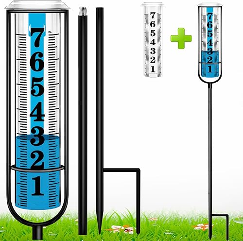 Medidor de lluvia mejorado, medidor de lluvia a prueba de congelación al aire libre mejor calificado, fuente transparente grande de 7 pulgadas y