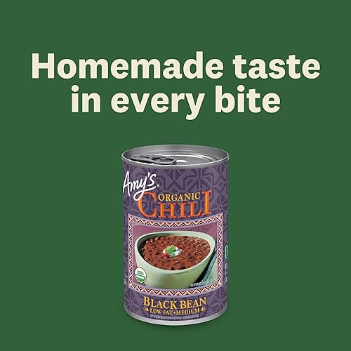 Vista 5 de Amy's Chili, Black Bean, Medium Spice, Gluten Free & Organic Vegetarian Chili, Low Fat, 14.7 Oz (6 Pack)