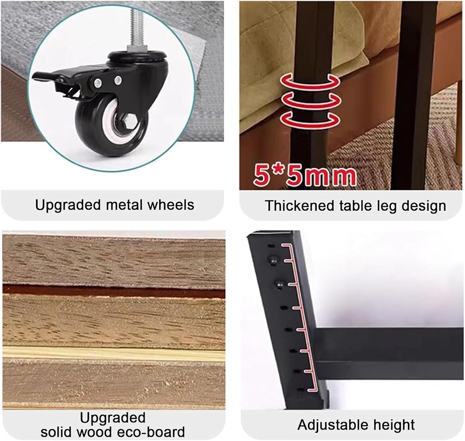 Overbed Table Height Adjustable Mobile Standing, Mobile Over Bed Table, Portable Medical Over Bed Desk Space Saving for Bedroom, Living Room, Hospital(White,94.4x15.7in/240x40cm)