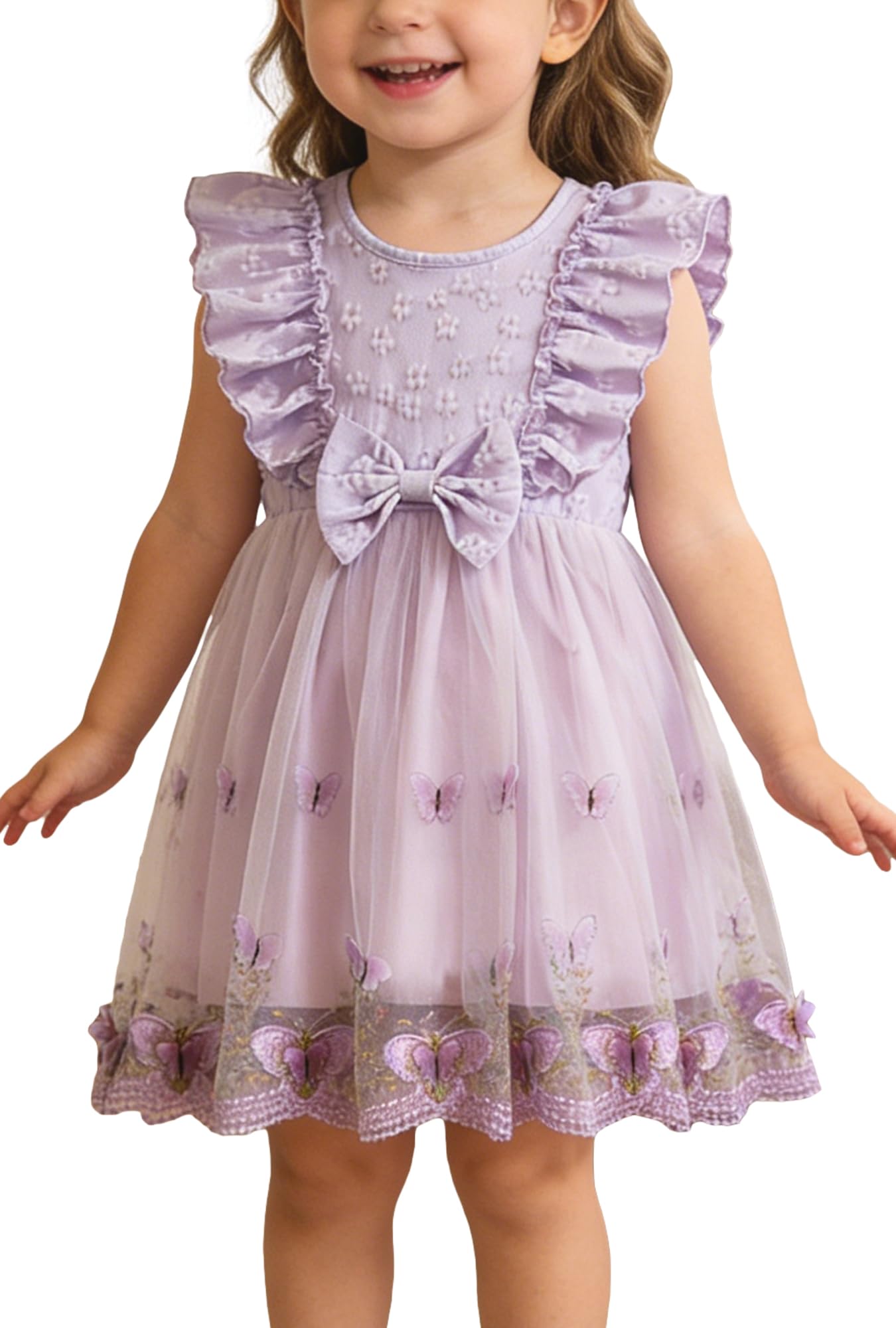 Vestidos de princesa para niña pequeña con mariposas de tul sin mangas 7