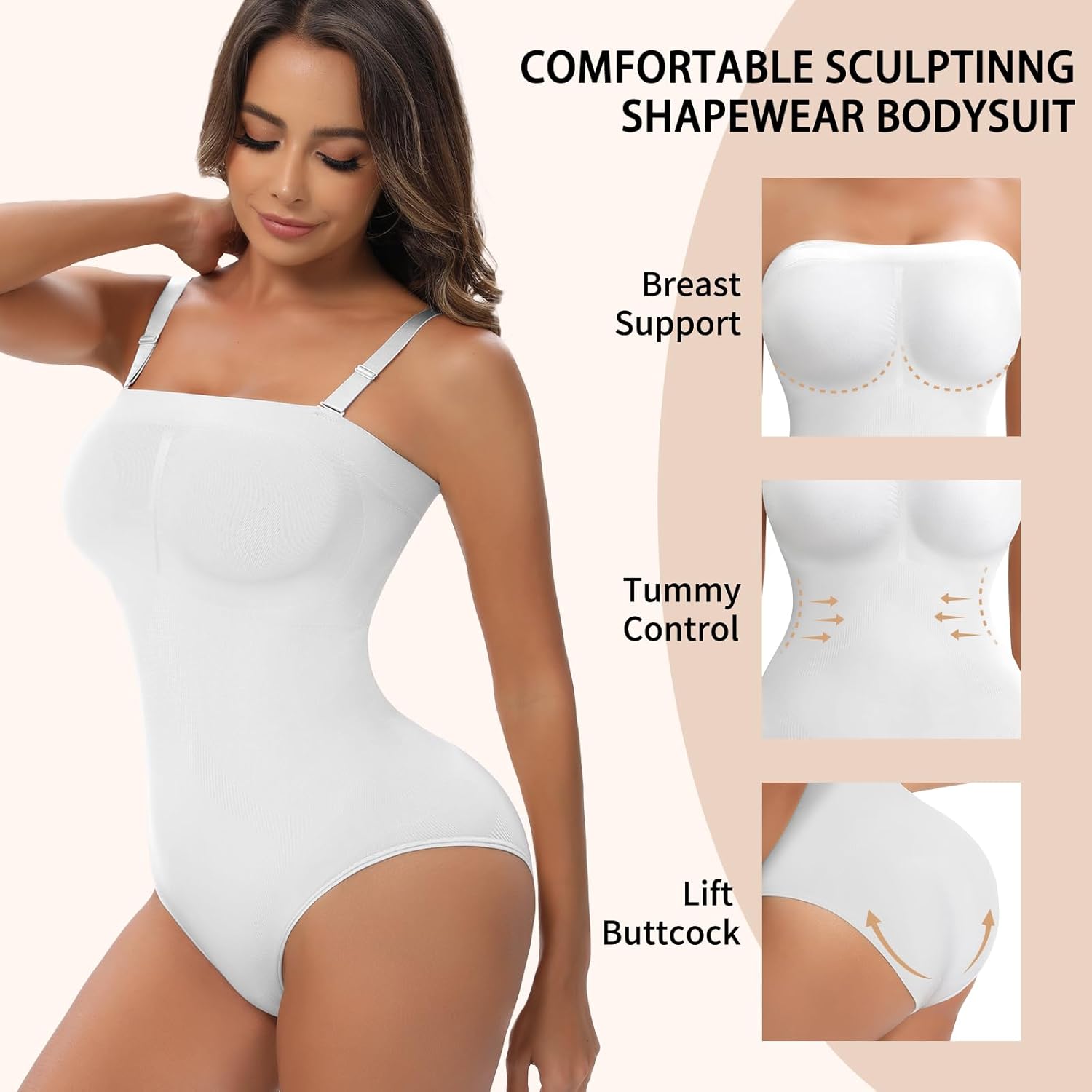 Strapless Shapewear Bodysuit for Women Tummy Control Strapless Bodysuit Triangle Seamless Body Shape Tops Going out - Image 3