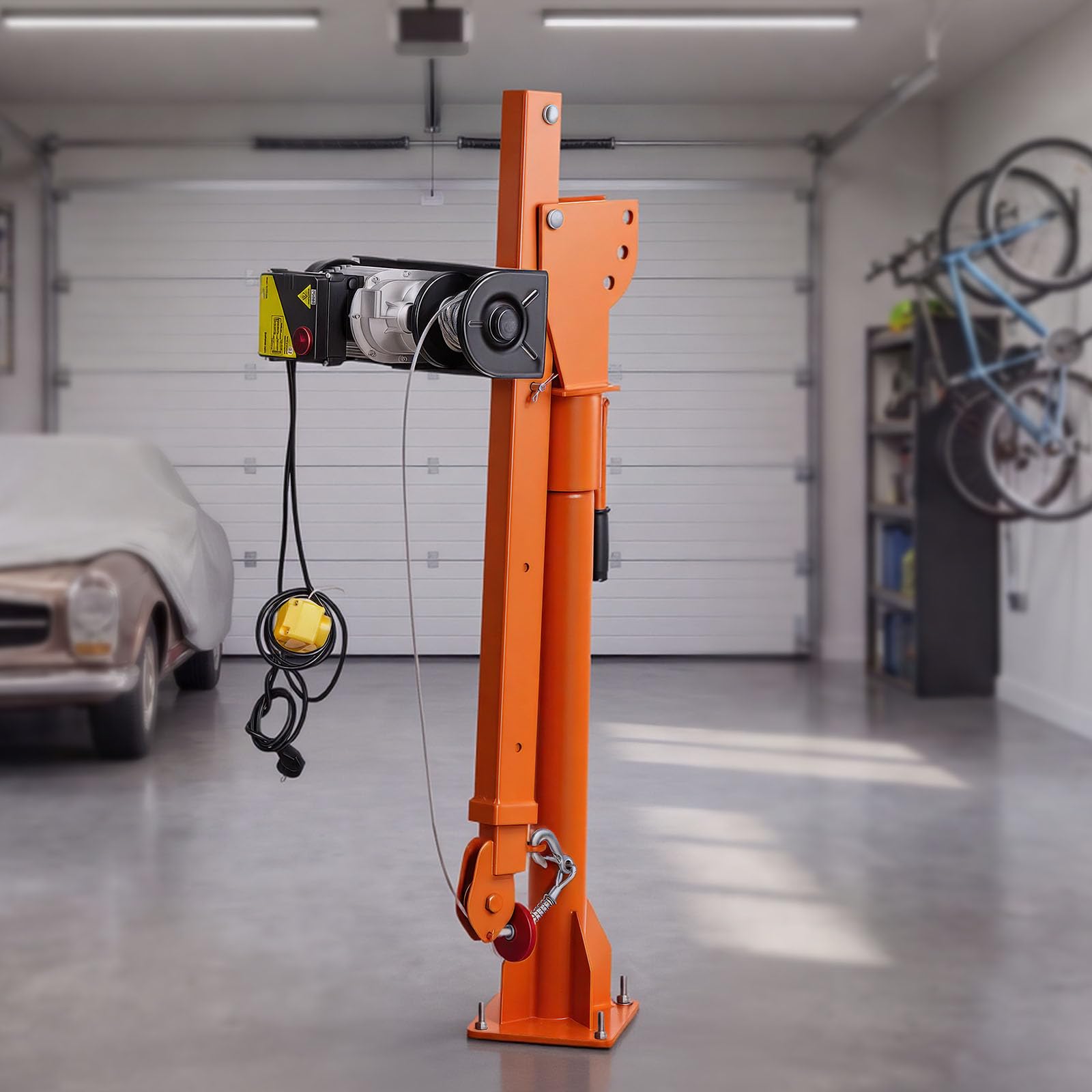VEVOR Pickup Kran mit 499kg Tragkraft, Ladekran mit PA800 Elektrischer Seilwinde, Hebekran mit Verstellbarem Teleskopausleger 360° Drehkranz & Fernbedienung, Hebezeug für Bauindustrie Forstwirtschaft