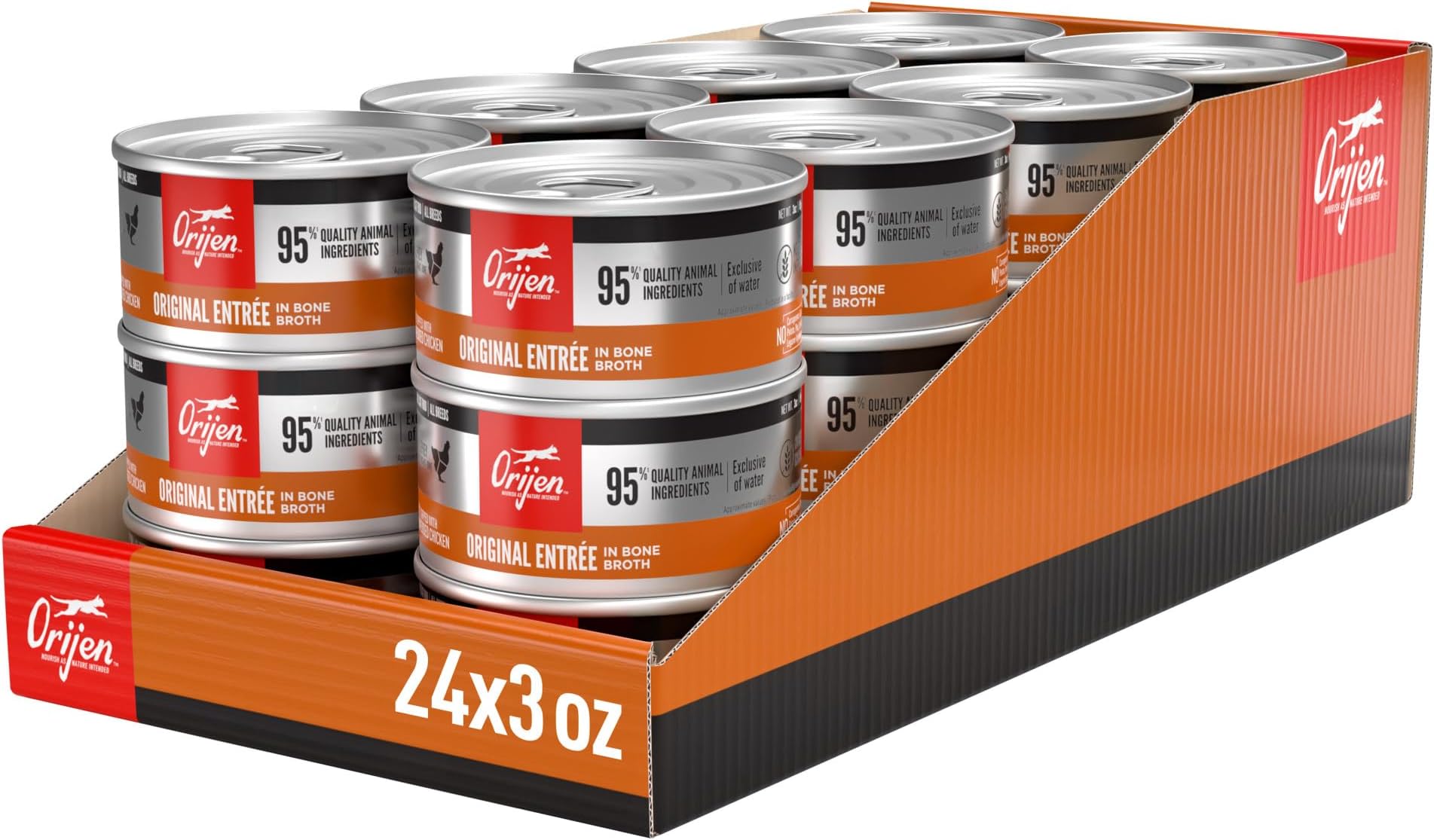 ORIJEN Premium Pate Wet Cat Food in Bone Broth Original Entrée 3oz Cans (24 Count)