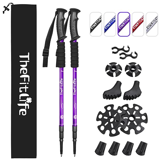 TheFitLife Nordic Walking Trekking Poles - 2 Sticks with Anti-Shock and Quick Lock System