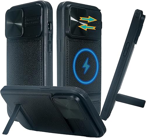 Vitodo Funda para iPhone 15 Pro Max - Fuerte magnético compatible con MagSafe, 3 modos de soporte incorporados, soporte de metal, cubierta