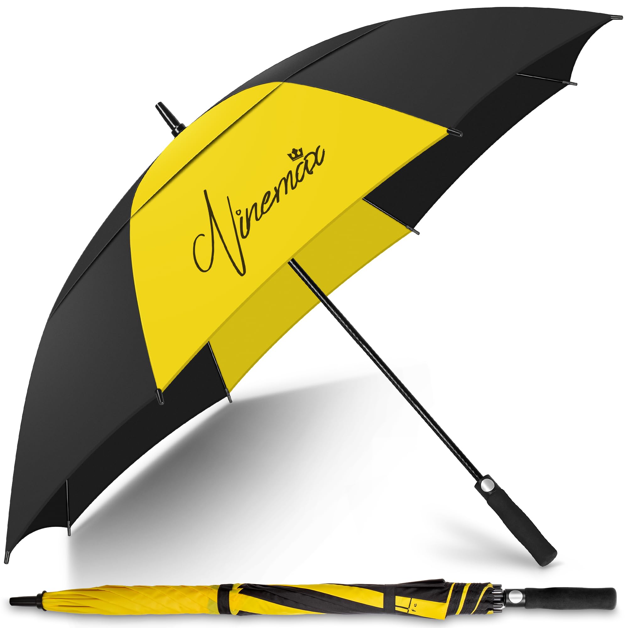 NINEMAX Parapluie De Golf Solide 62/68 Inch Parapluie De Golf Grande Taille Automatique Ouverture Parapluie Grand Résistant au Vent pour Homme Femme