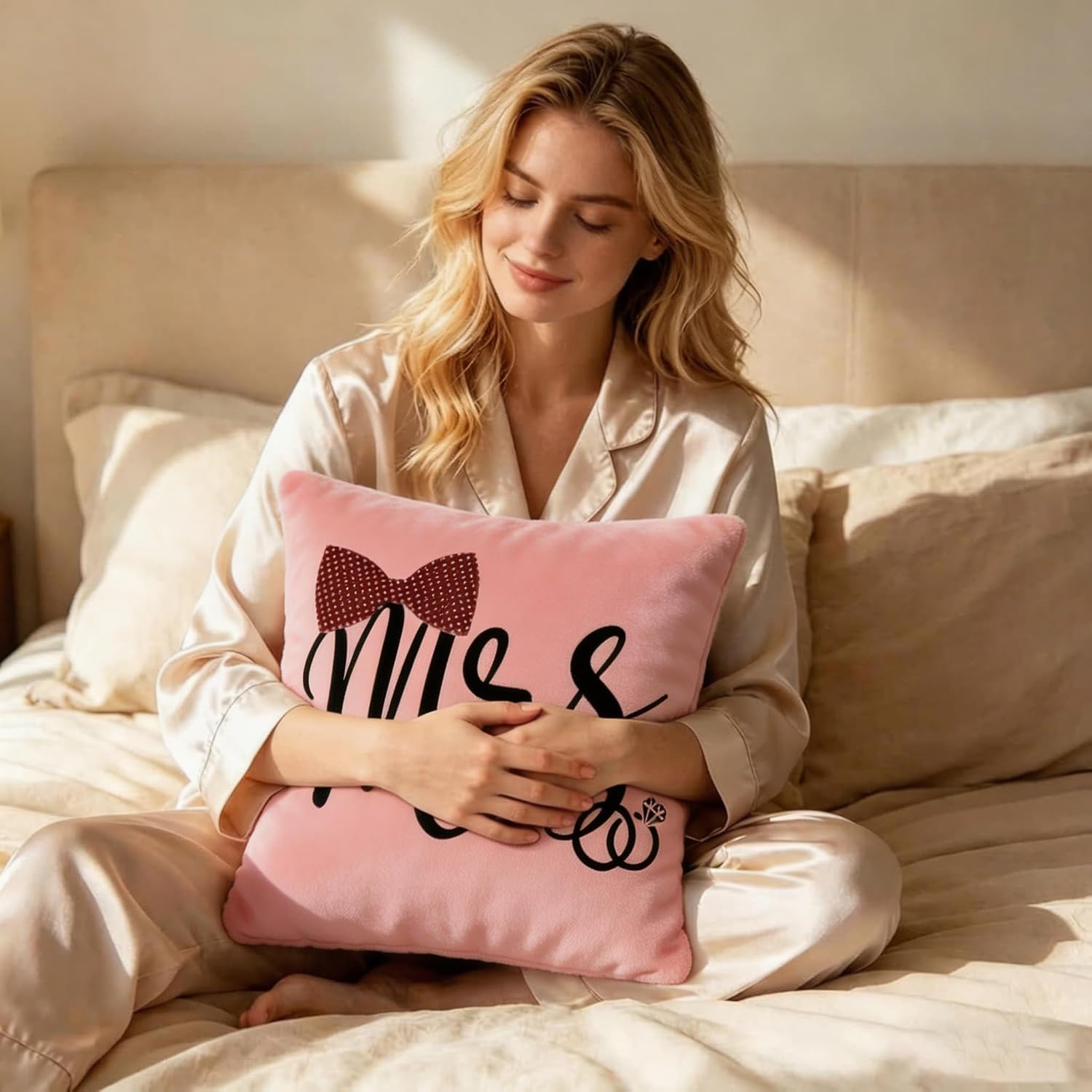 Mr. & Mrs. Throw Pillow Covers Set of 2 18x18 Inch Gifts for Couples
