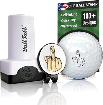 Golf Ball Stamp - Self-Inking Marker - Quick-Dry Permanent Marking Tool, No Leaks or Refills, Reusable & Waterproof Golfing Stamper - Ideal Gift for Golfers, Dads, Retirement, Funny, Parody Humor.