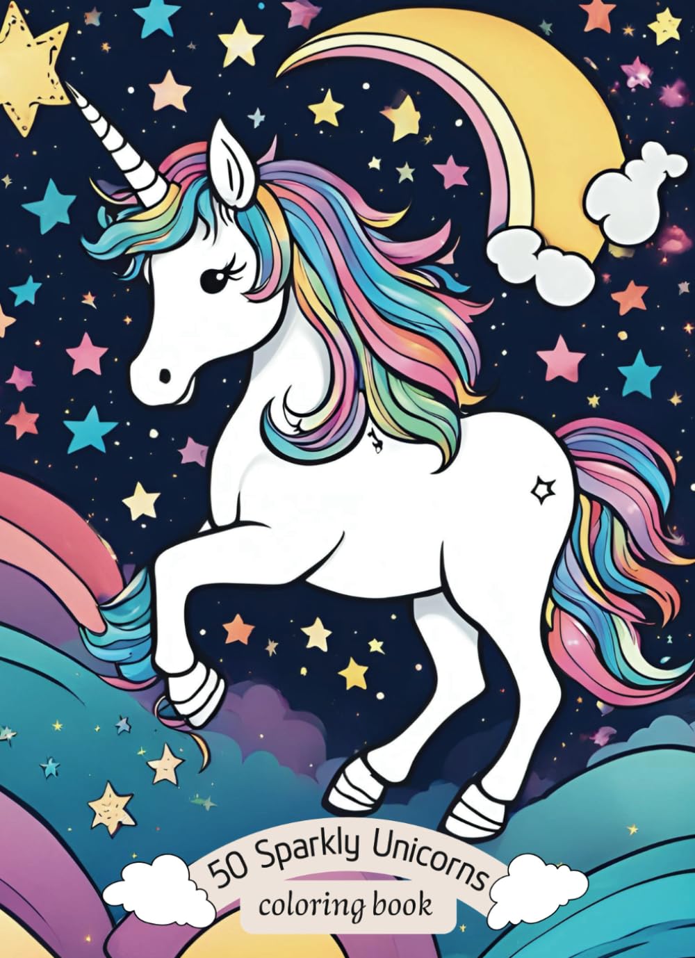 50 Sparkly Unicorns: coloring book