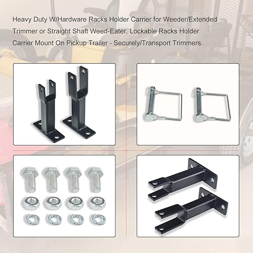 Miniatura 3 de Soporte de estante resistente con hardware para desbrozadora/recortadora extendida o herbicida de eje recto, bastidores bloqueables, estante de